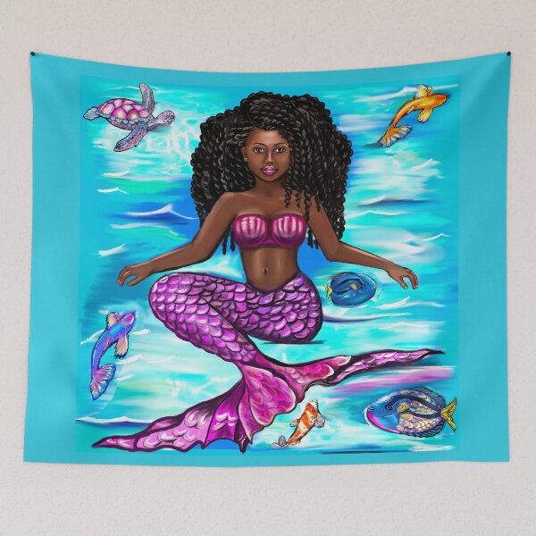 Item preview, mermaid twist out , brown eyes curly Afro hair and caramel brown skin designed and sold by Artonmytee.