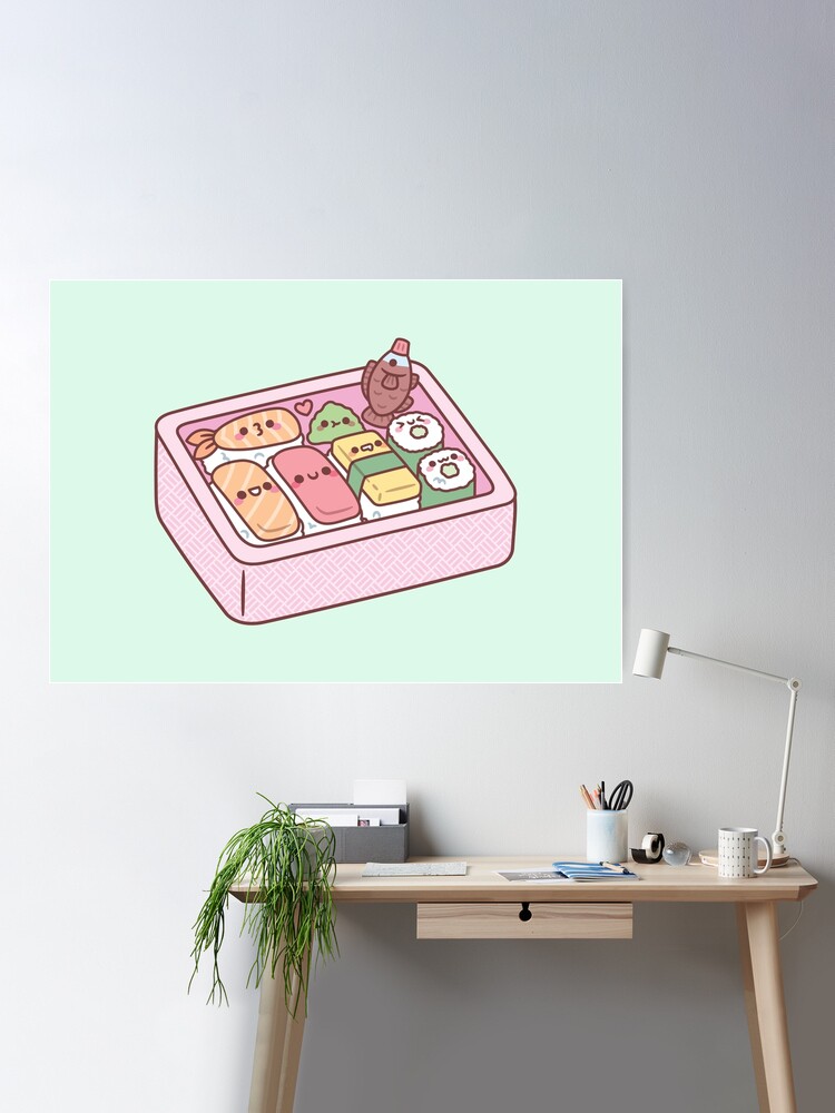 Kawaii Japanese Bento Box Sushi Poster for Sale by rustydoodle