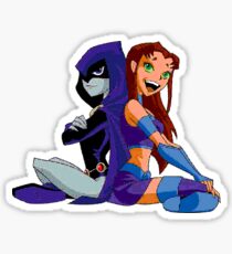 Raven and Starfire needlepoint style art Sticker