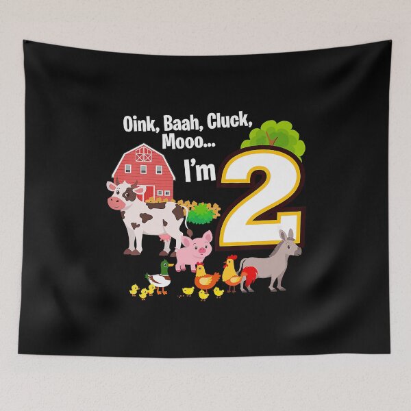 Item preview, Oink Baah Cluck Mooo I'm 2 Two Year Old Birthday 2nd Birthday Farm Birthday Party Animals designed and sold by MalloWilli.