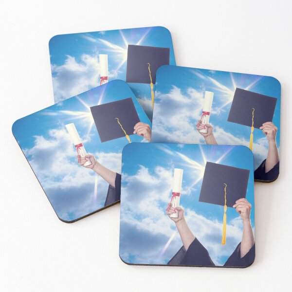 Item preview, Graduation cap and diploma thrown in the air on blue sky designed and sold by zenger2021.