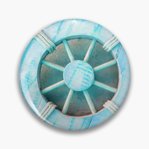 Item preview, Nautical Decor Turquoise Wooden Ship's Wheel (photo of) on Light Gray designed and sold by Beachy.