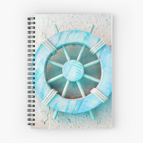 Item preview, Nautical Decor Turquoise Wooden Ship's Wheel (photo of) on Light Gray designed and sold by Beachy.