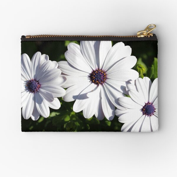 Purple and White Daisys Zipper Pouch