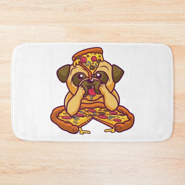 Item preview, Dog eating a pizza design pillow designed and sold by valerio07.