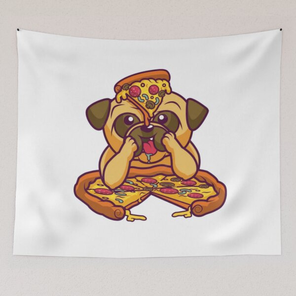 Item preview, Dog eating a pizza design pillow designed and sold by valerio07.