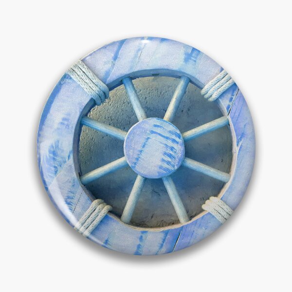 Item preview, Nautical Décor Blue Wooden Ship's Wheel (photo of) on Light Grey designed and sold by Beachy.