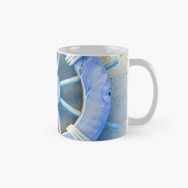 Item preview, Nautical Décor Blue Wooden Ship's Wheel (photo of) on Light Grey designed and sold by Beachy.