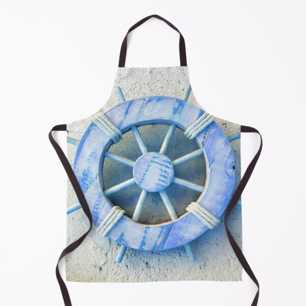 Item preview, Nautical Décor Blue Wooden Ship's Wheel (photo of) on Light Grey designed and sold by Beachy.