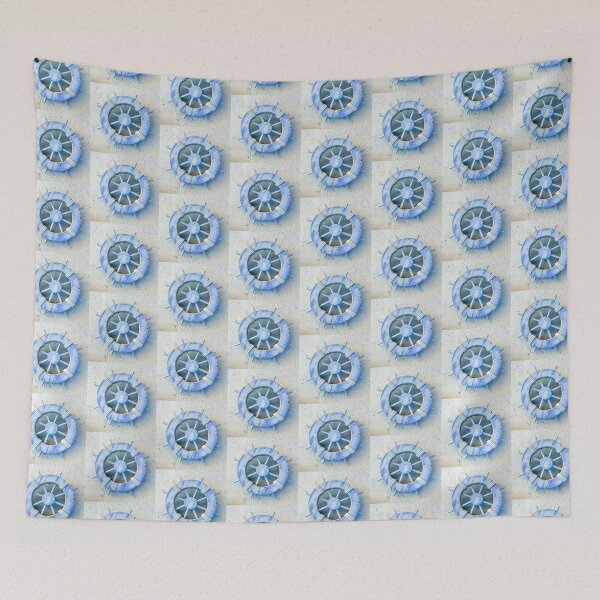 Item preview, Nautical Décor Blue Wooden Ship's Wheel (photo of) on Light Grey designed and sold by Beachy.