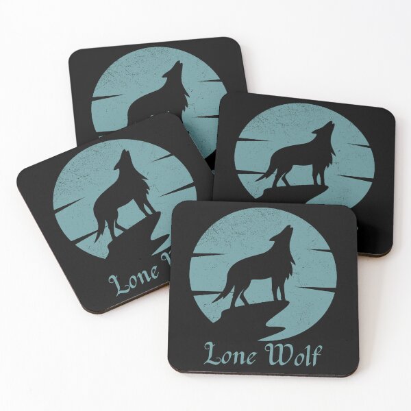 Aperçu de l'œuvre Conception de loup solitaire, loup hurlant bleu créée et vendue par Constant Readers.