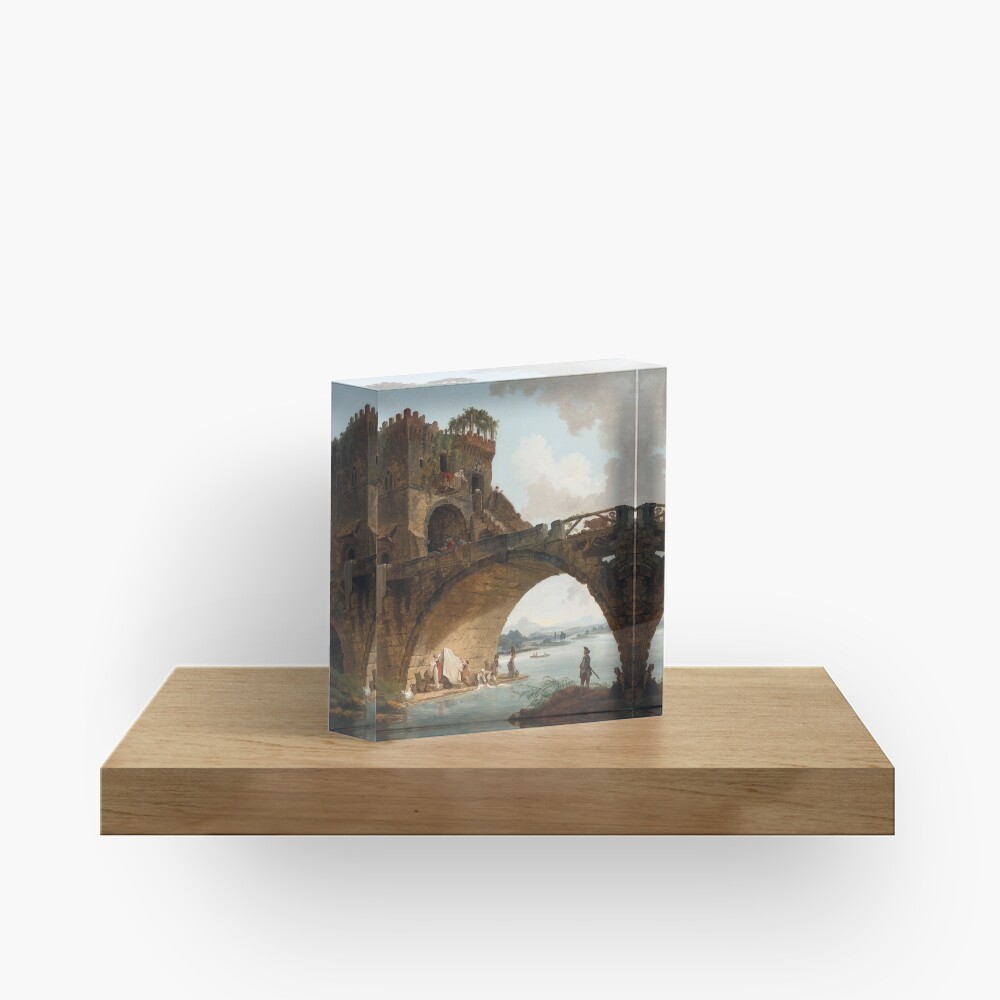 The Ponte Salario Oil painting by Hubert Robert Acrylic Block