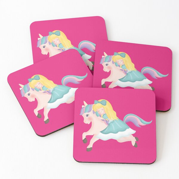 Item preview, Girl Riding Pink Unicorn - Kids Girls  designed and sold by OMGCutie.
