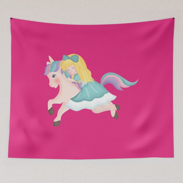 Item preview, Girl Riding Pink Unicorn - Kids Girls  designed and sold by OMGCutie.