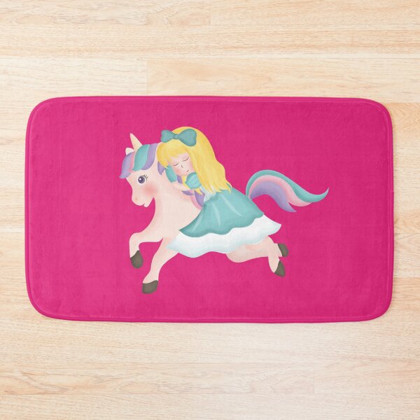 Aperçu de l'œuvre Fille Chevauchant Licorne Rose - Enfants Filles créée et vendue par OMGCutie.