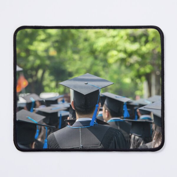 Item preview, Classmates walking on campus boulevard graduating with bachelor caps background at dusk designed and sold by zenger2021.