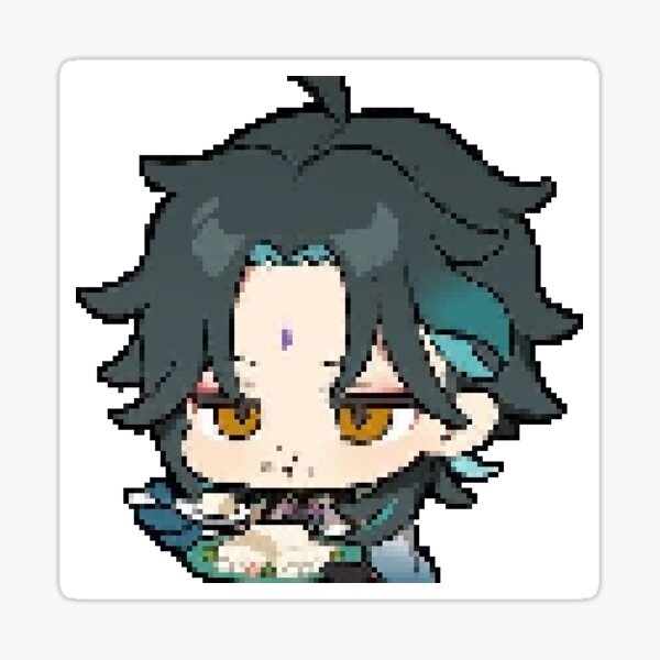 "Genshin Impact Xiao Eating Pixel Emote" Sticker by deadmoonelf