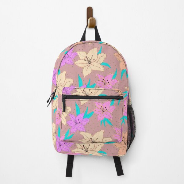 Item preview, Lily flower print on polka dot background designed and sold by IlustraDeni.