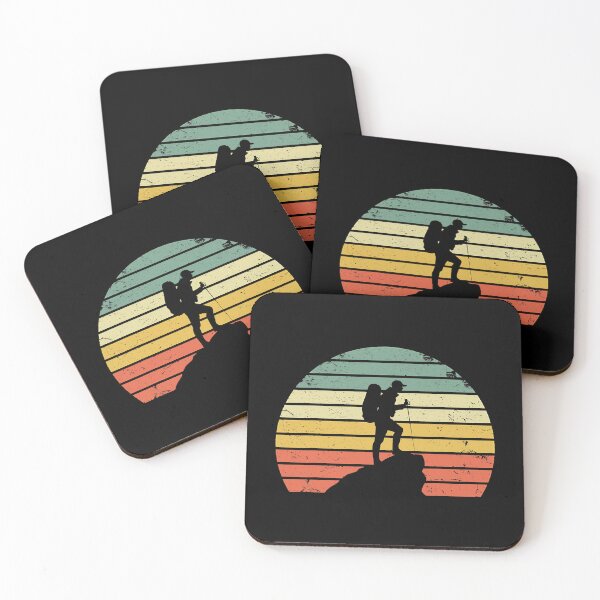 Item preview, Vintage Hiking Hiker On Rock Retro Sunset Silhouette designed and sold by BennetJaco.