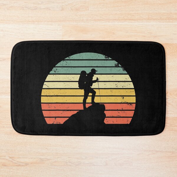 Item preview, Vintage Hiking Hiker On Rock Retro Sunset Silhouette designed and sold by BennetJaco.