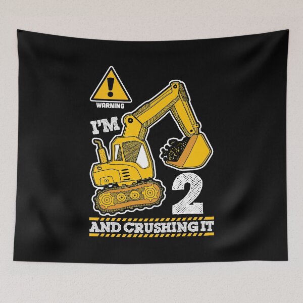 Item preview, Warning I'm 2 And Crushing It Construction Truck 2nd Birthday 2 Years Old Digger Builder designed and sold by MalloWilli.