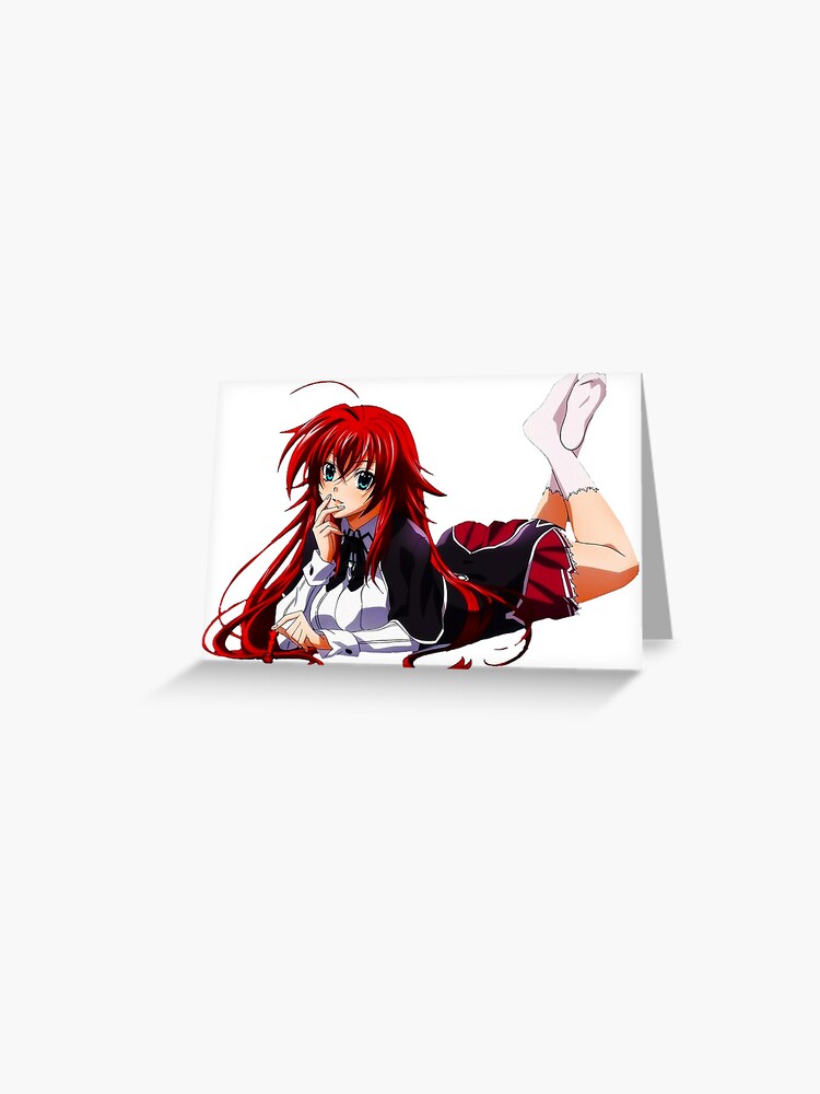 highschool dxd rias red head anime girl greeting card by shayapig redbubble redbubble