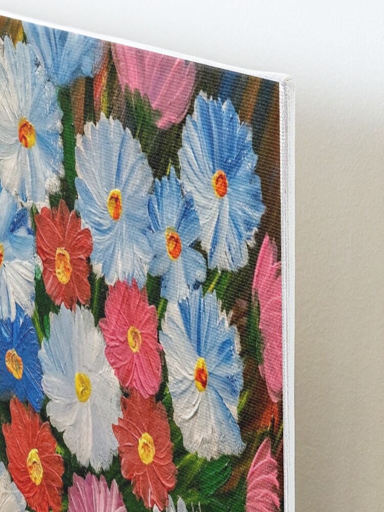 Alternate view of Stunning bouquet of mixed abstract flowers in a vintage gold vase Mounted Print