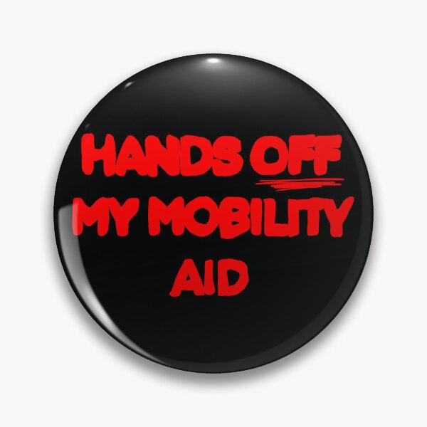 Aperçu de l'œuvre Ne touchez pas à mon aide à la mobilité texte rouge pour fauteuil roulant handicapé créée et vendue par faeriefroggie.