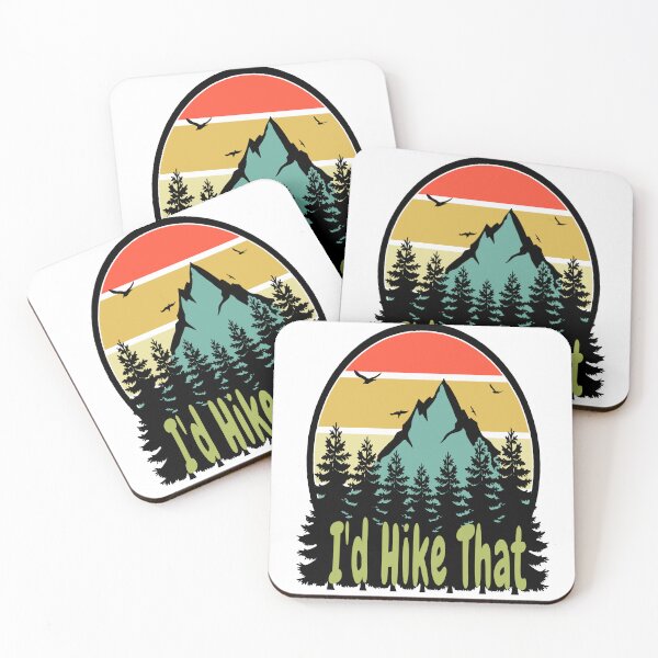 Item preview, I'd Hike That with Mountains and Trees Retro Design designed and sold by Craftynistia.