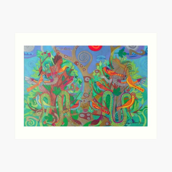 Two Trees and Fig Leaves in the Garden of Desire Art Print