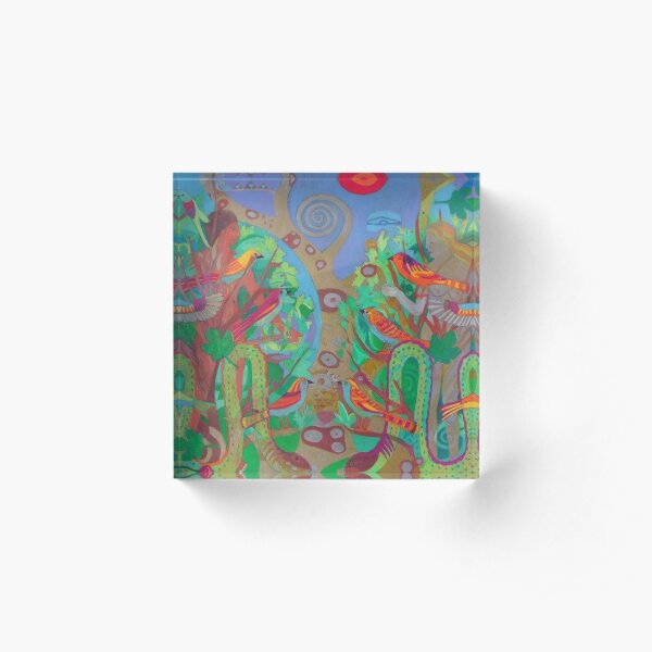 Two Trees and Fig Leaves in the Garden of Desire Acrylic Block
