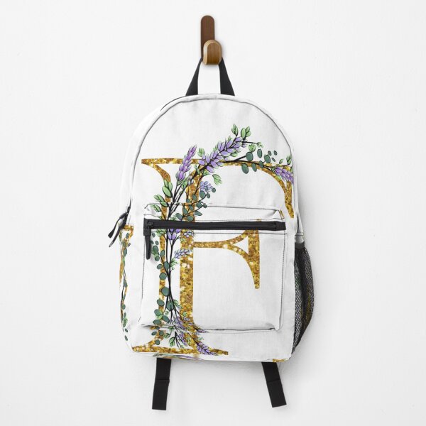 Item preview, The Alphabet | The letter “F”| romantic Eucalyptus and Lavender floral illustration | floral Monogram | gold glitter alphabet designed and sold by hollycooper.