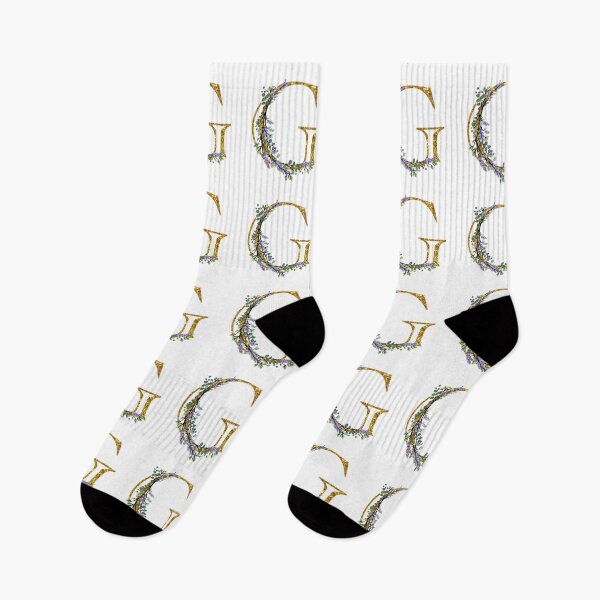 Item preview, The Alphabet | The letter “G”| romantic Eucalyptus and Lavender floral illustration | floral Monogram | gold glitter alphabet  designed and sold by hollycooper.