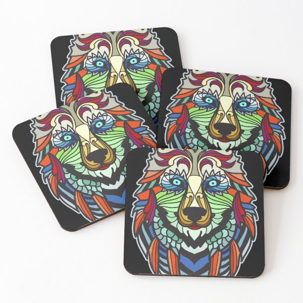 Item preview, Zentangle® inspired colorful wolf designed and sold by Lolly's Lane Shoppe.