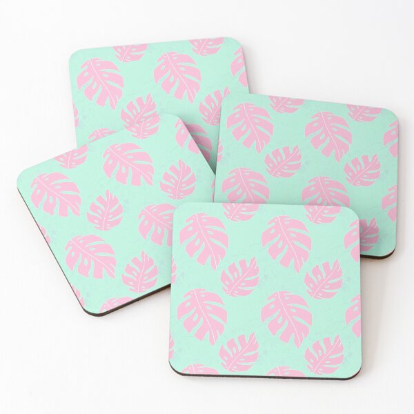 Item preview, Pink and Mint Monstera Leaf Pattern designed and sold by Julie Erin Designs.