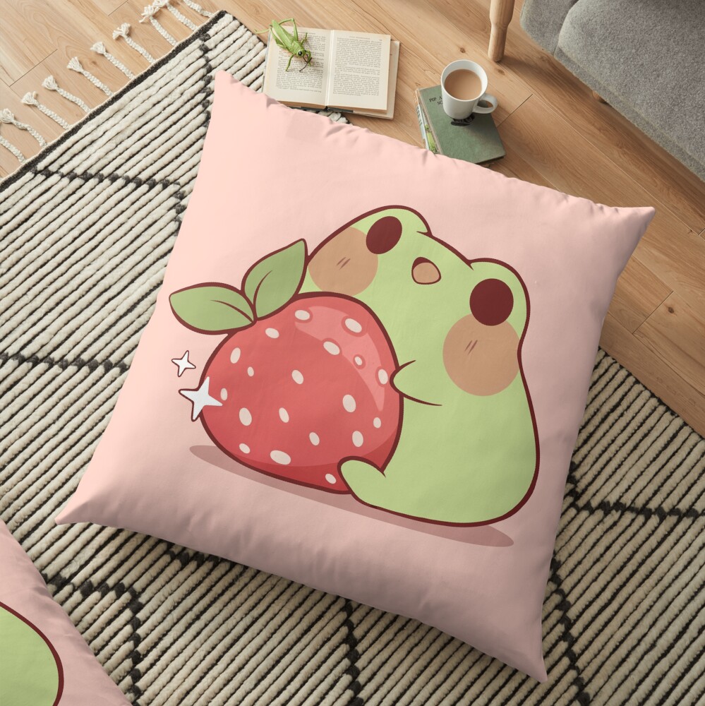 Frog with strawberry Floor Pillow