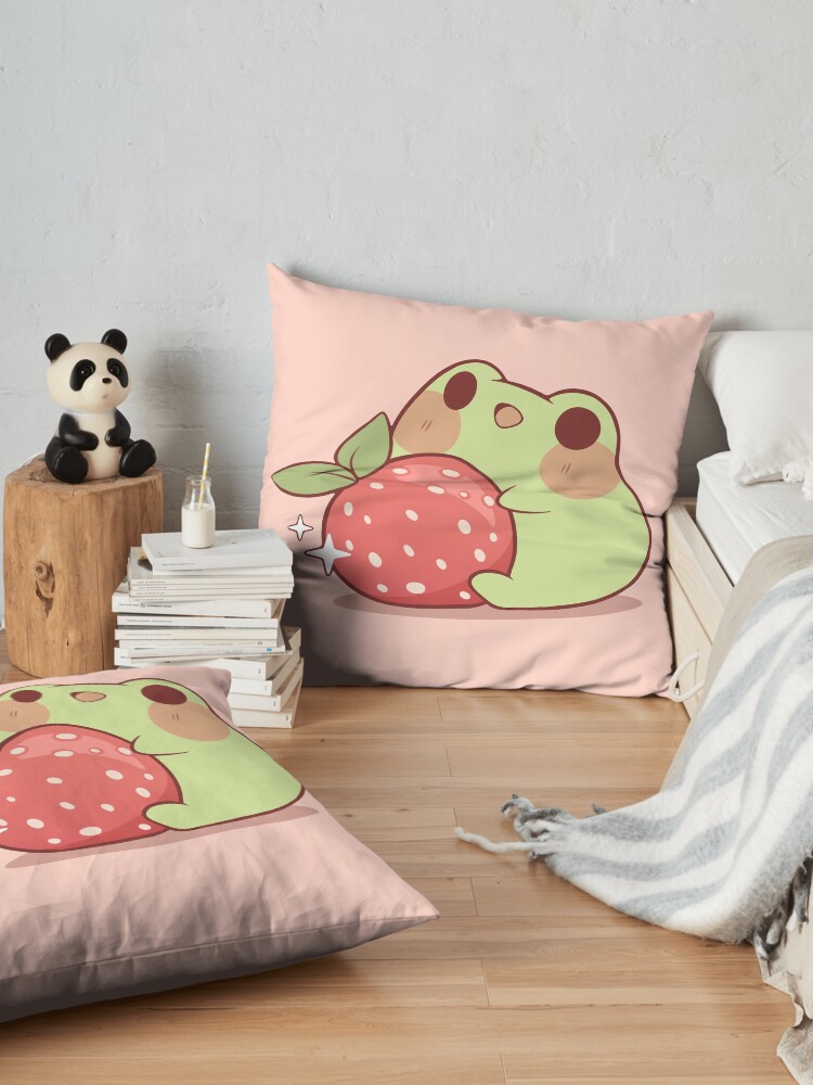 Alternate view of Frog with strawberry Floor Pillow