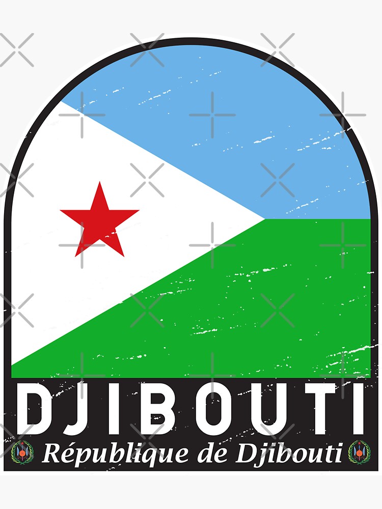 "Djibouti Flag Emblem Distressed Vintage" Sticker for Sale by