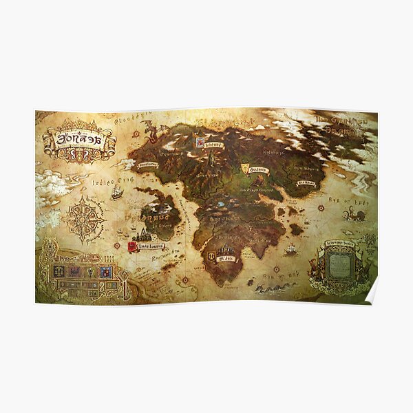 FFXIV World Map Poster For Sale By SwanDive Redbubble   Poster,504x498,f8f8f8 Pad,600x600,f8f8f8 