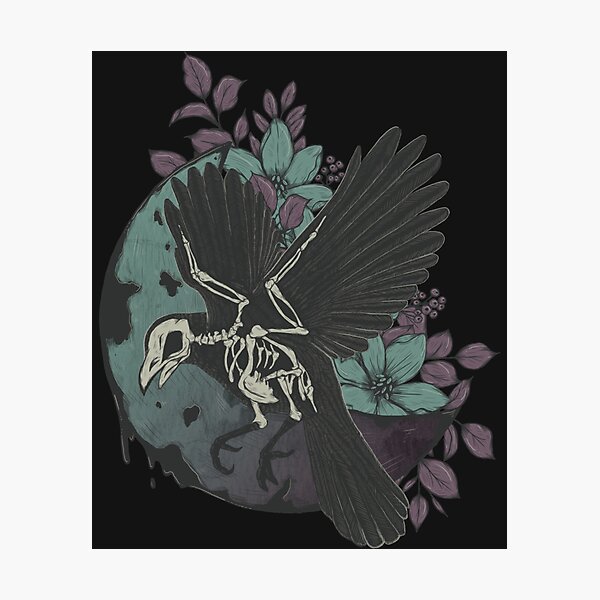 Item preview, Crow skeleton and moon   designed and sold by Rosabellaz.
