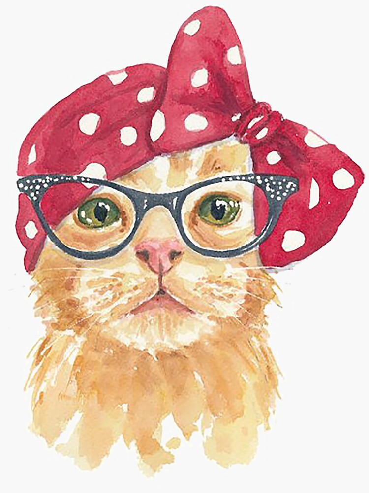 Sticker for Sale avec l'œuvre « Chat portant des lunettes peinture
