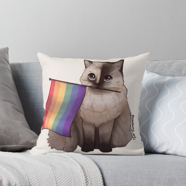 Item preview, Cat Holding Pride Flag designed and sold by MissCranberry.