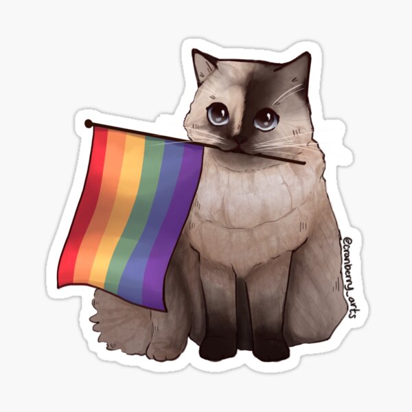 Cat Holding Pride Flag Sticker For Sale By Misscranberry Redbubble 0433