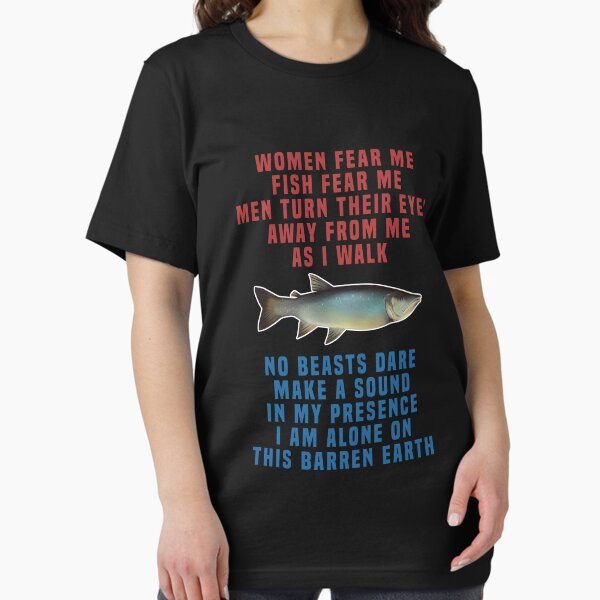 Vista previa del artículo con la obra «Las mujeres me temen Los peces me temen Los hombres apartan sus ojos de mí mientras camino Ninguna bestia se atreve a hacer un sonido en mi presencia Estoy solo en esta tierra estéril», diseñado y vendido por addylolanden.