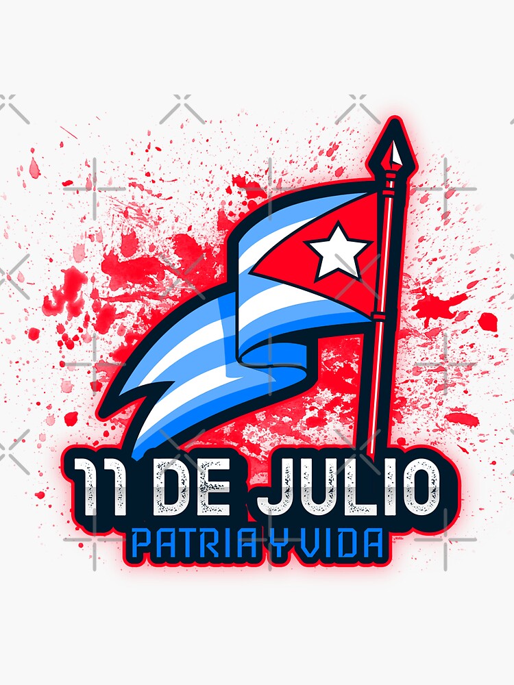 "11 de Julio Cubanos Patria y Vida SOS Cuba Bandera Cubana" Sticker for