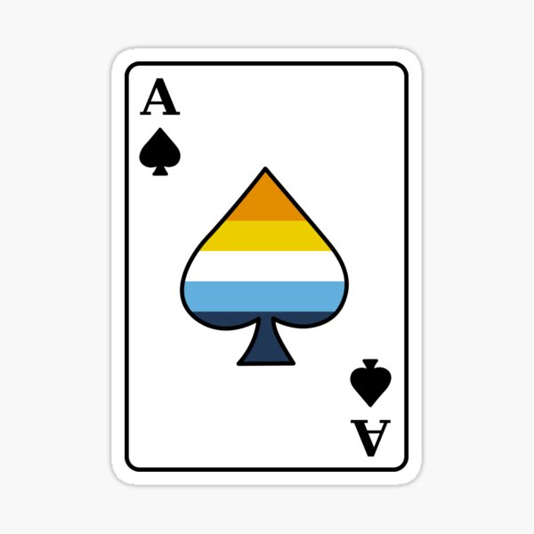 Aromantic Asexual Pride Ace of Spades Card (orange and blue flag) Sticker