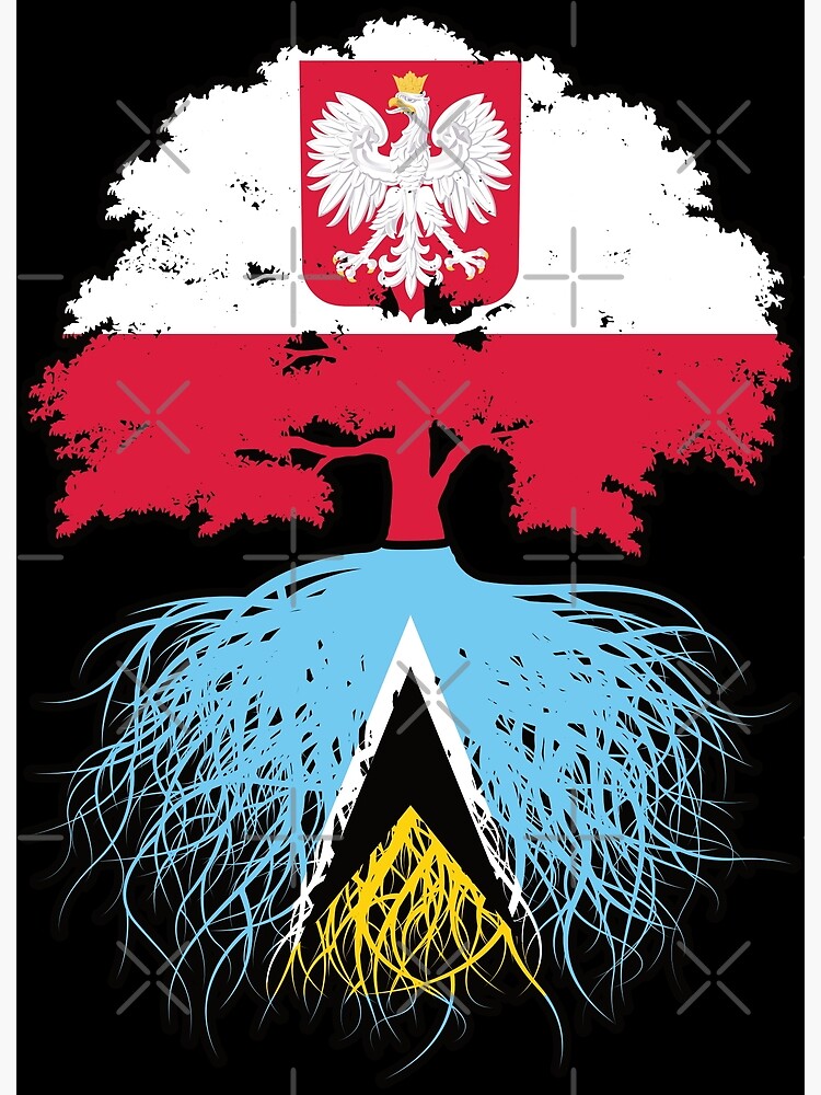 Disover Saint Lucia Saint Lucian Polish Poland Tree Roots Flag Premium Matte Vertical Poster