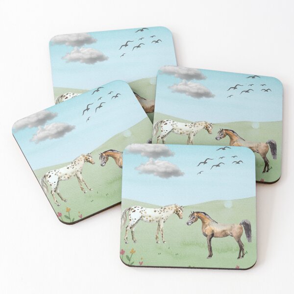 Item preview, Watercolor Horses in Field designed and sold by HappyLifeCreate.