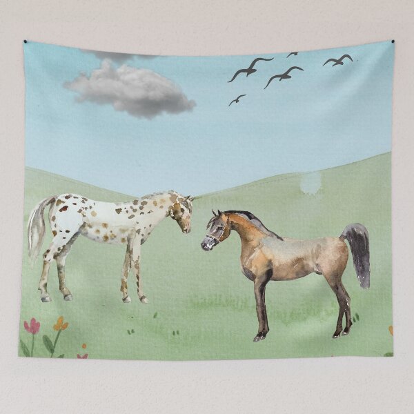 Item preview, Watercolor Horses in Field designed and sold by HappyLifeCreate.
