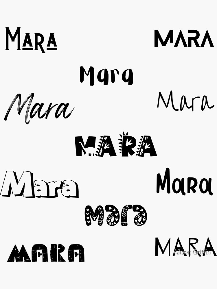 "Mara stickers in 10 different fonts" Sticker for Sale by magleen
